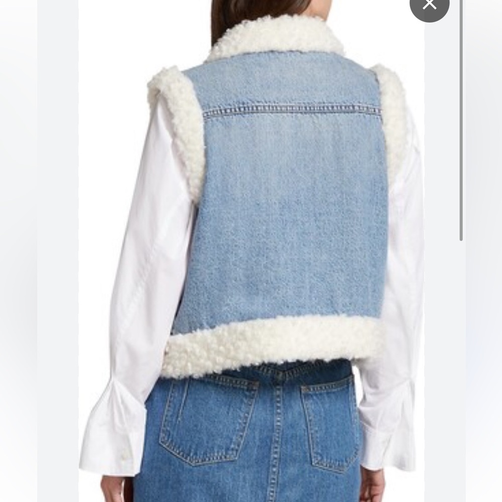 Derek Lam 10 Crosby 🔥 Jaime Denim Sherpa Vest - Picture 12 of 12